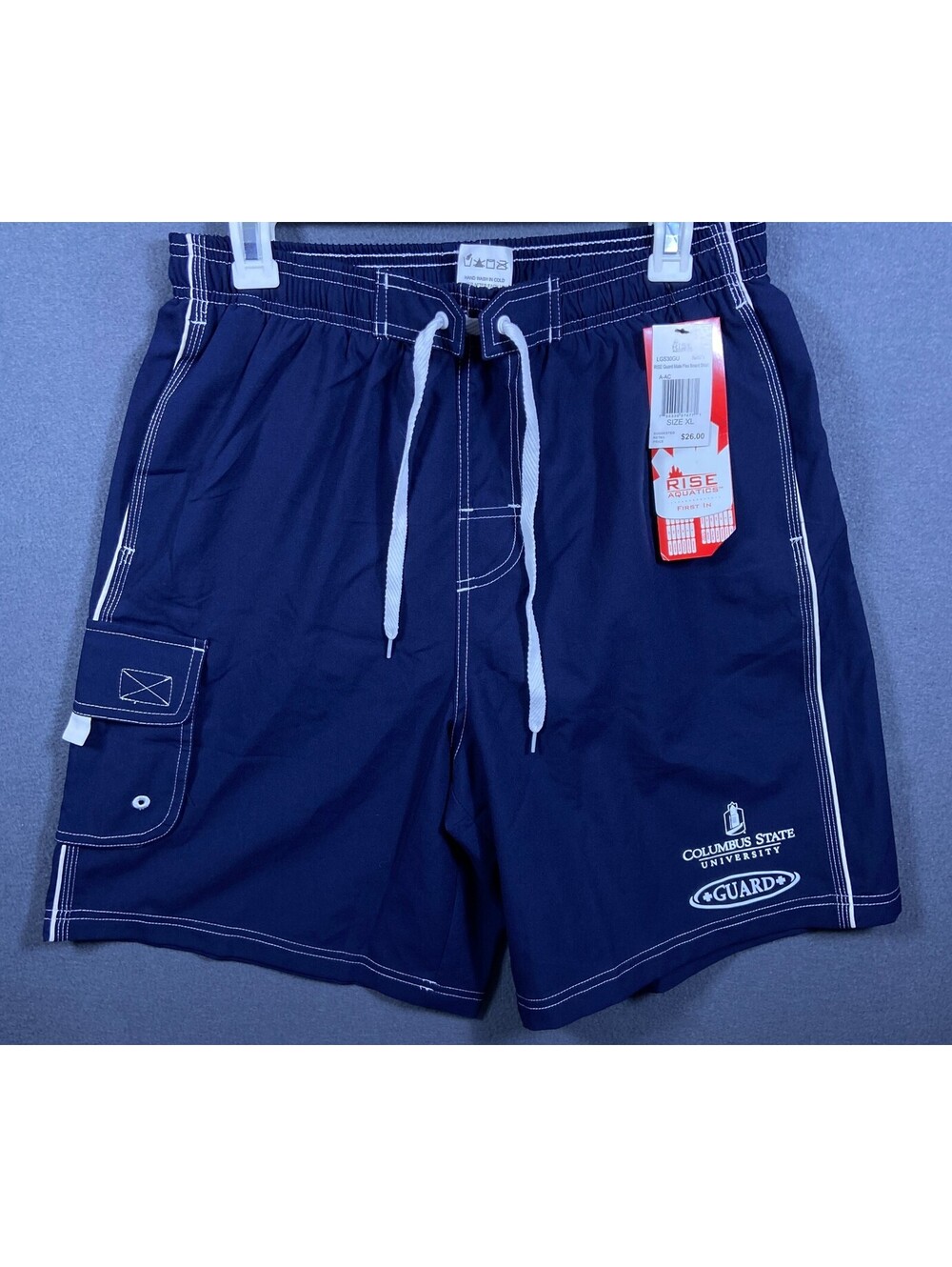 NWT RISE AQUATICS Guard Male Flex Blue Lifeguard Board Shorts XL Columbus State